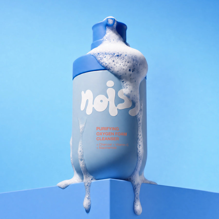 NOISS Purifying Oxygen Foam Cleanser with foaming lather overflowing bottle